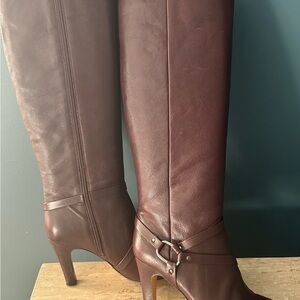 Elegant Brown Leather Knee-High Boots